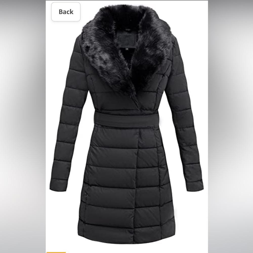 Brand New black, faux leather type, winter jacket!